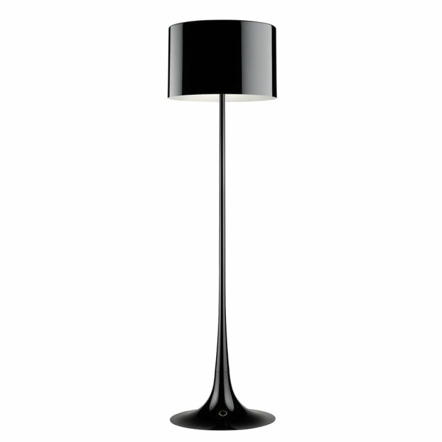 * Classical Flos Spun Light F Floor Lamp, Glossy Black Floor Lamps