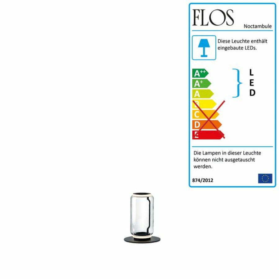 * New Threads Flos Noctambule Led Floor Lamp F3 Low Cylinder, Black Floor Lamps